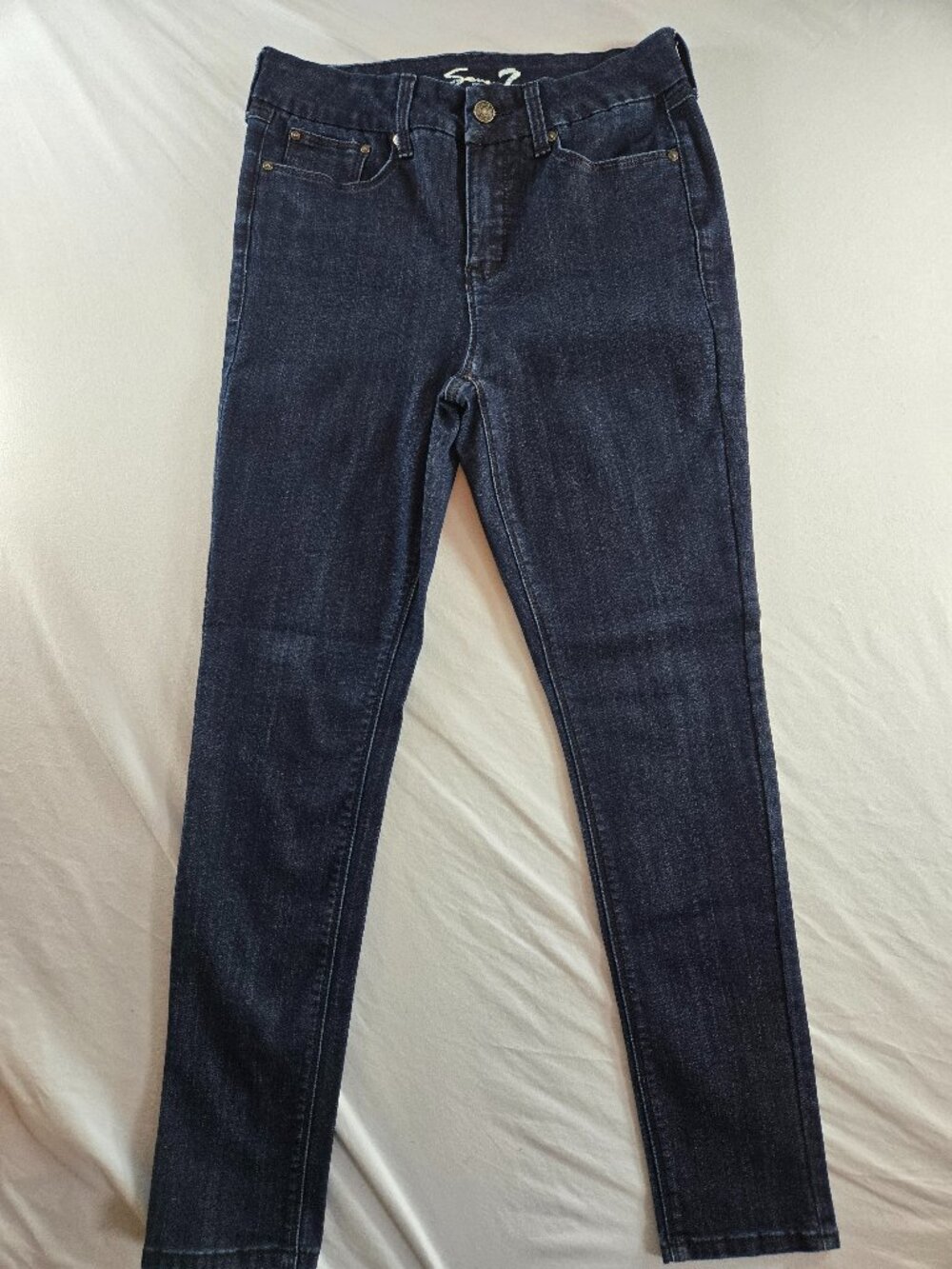 Seven 7 Women's Dark Blue Denim Jeans Size 8 Mid Rise Straight Leg